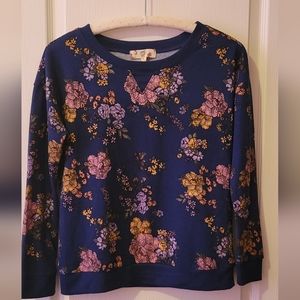 Navy blue floral sweater